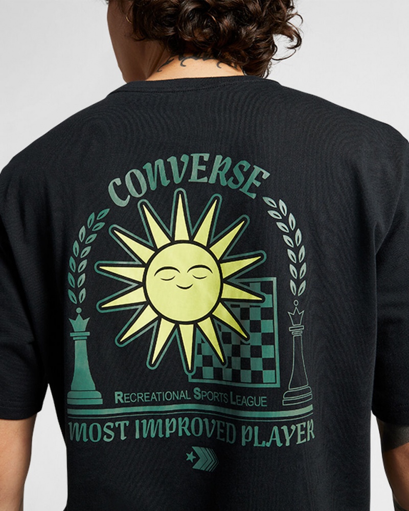Converse Chess League Grafische T-Shirt Zwart | 2341-IZFBT