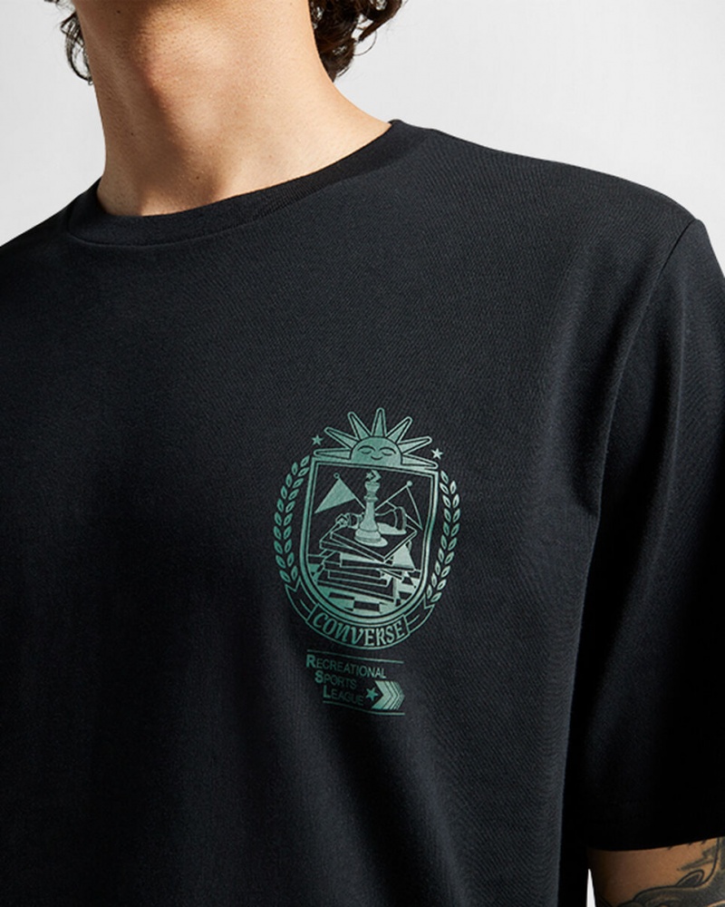 Converse Chess League Grafische T-Shirt Zwart | 2341-IZFBT