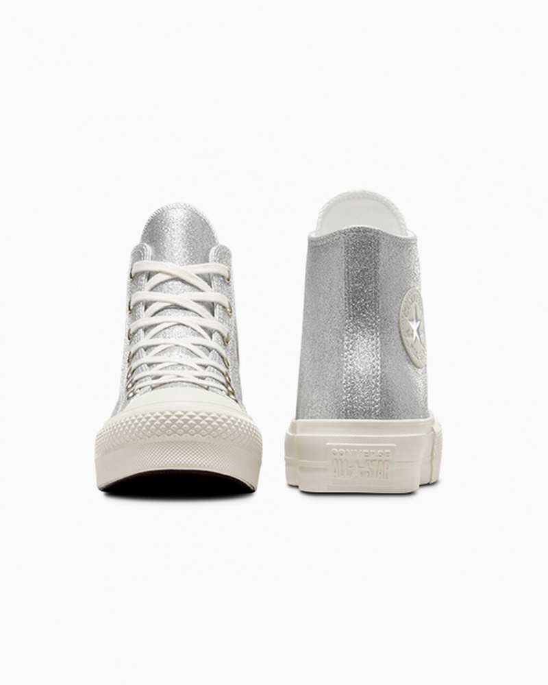 Converse Chuck Taylor All Star Lift Platform Glitter Zilver | 9028-MDVHQ