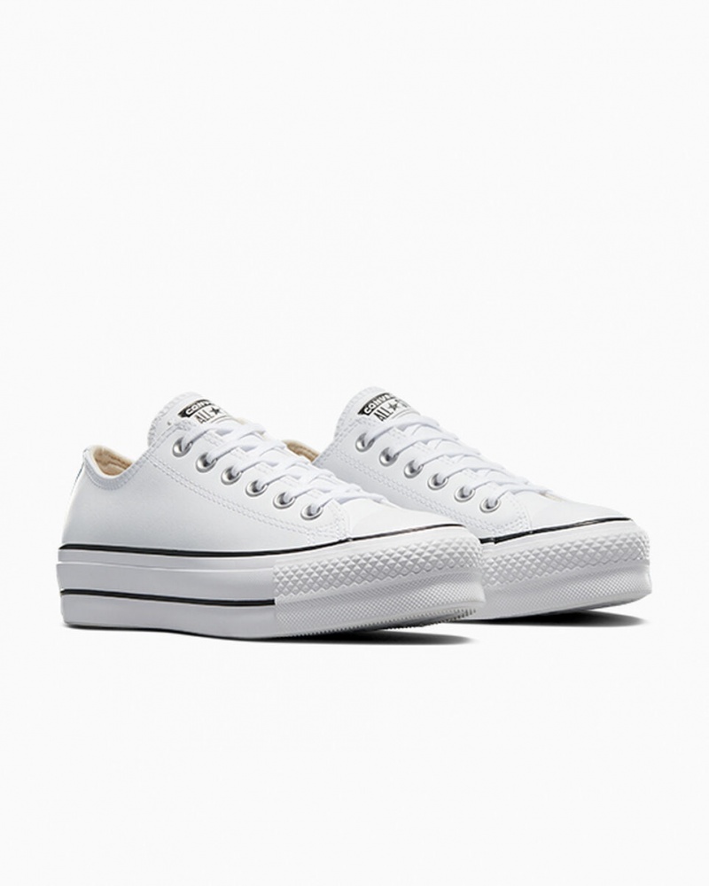 Converse Chuck Taylor All Star Lift Platform Leren Wit Zwart Wit | 6149-DOSLR