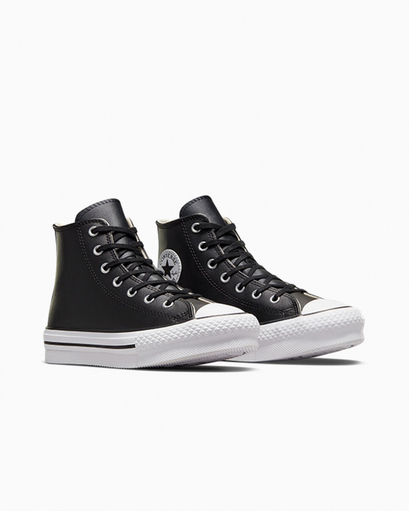 Converse Chuck Taylor All Star Lift Platform Leren Zwart Wit | 7938-QJIVM