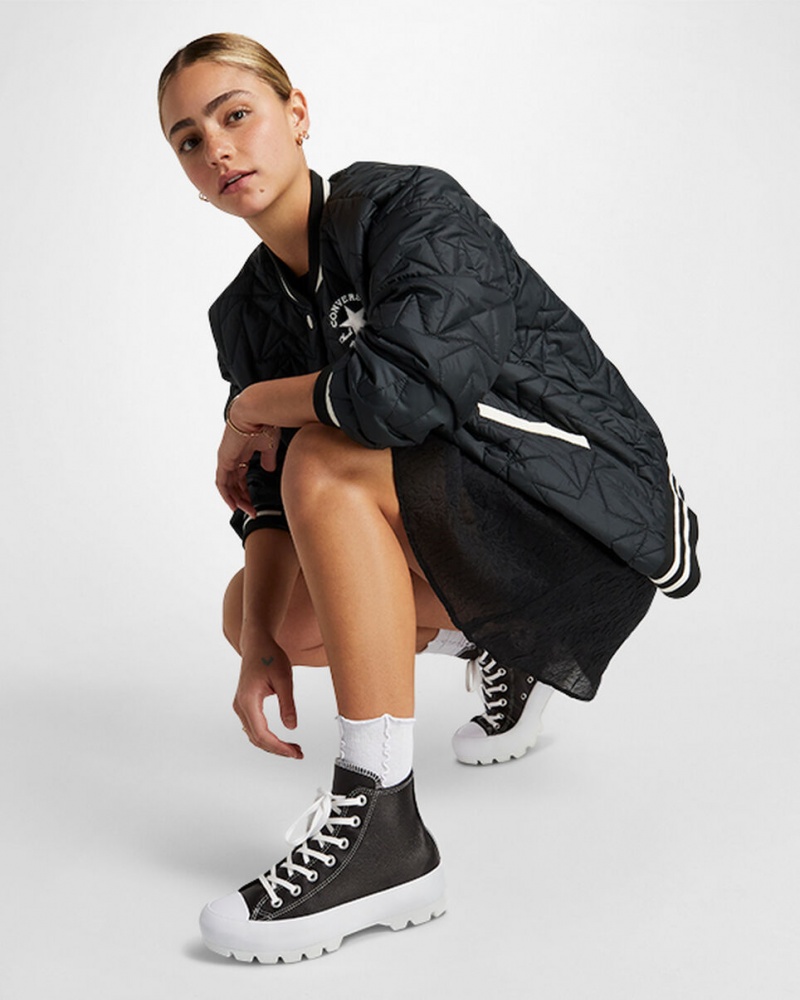 Converse Chuck Taylor All Star Lugged Leren Zwart Wit Wit | 6598-LBKJM