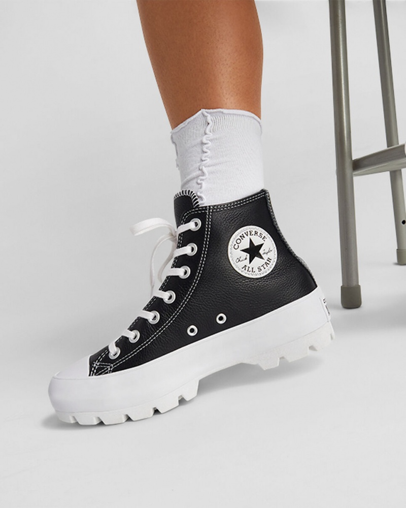 Converse Chuck Taylor All Star Lugged Leren Zwart Wit Wit | 6598-LBKJM