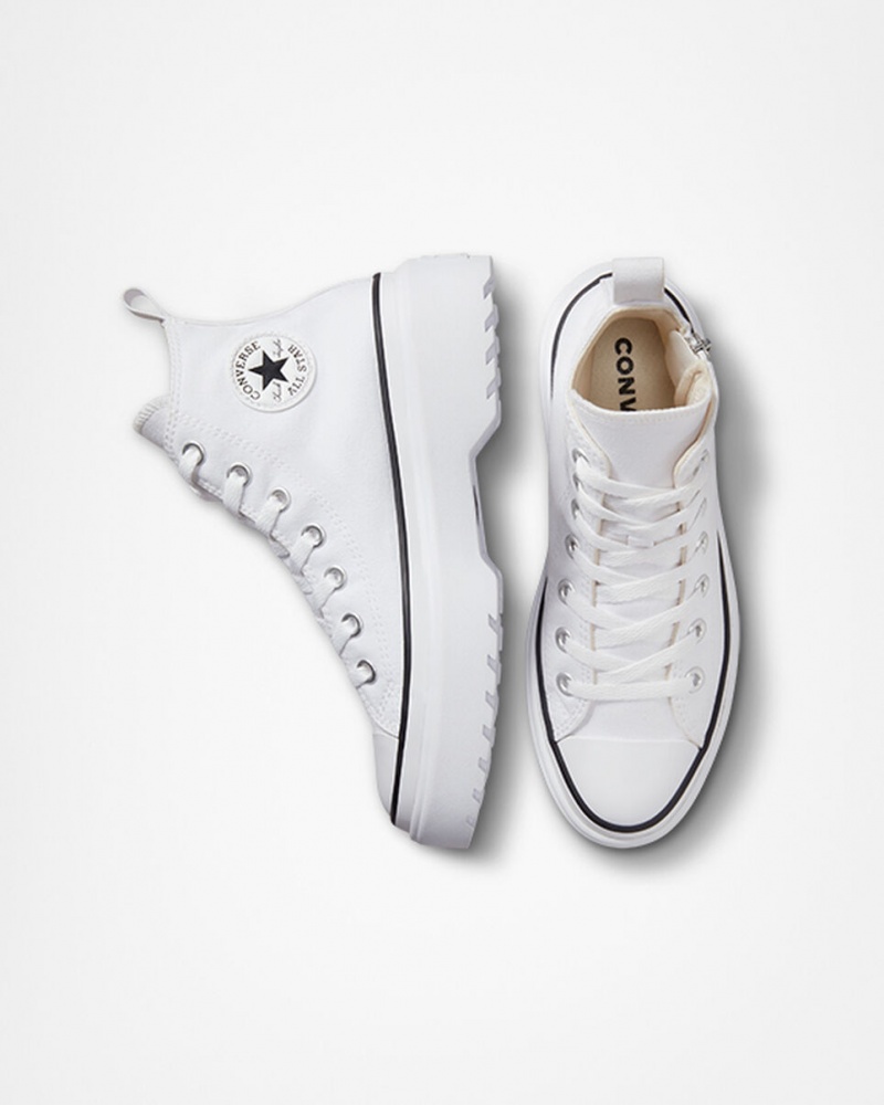 Converse Chuck Taylor All Star Lugged Lift Platform Canvas Wit Wit Zwart | 9743-NKTLJ