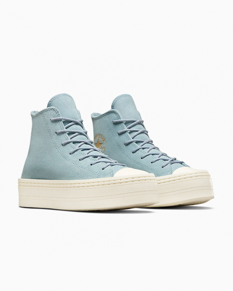 Converse Chuck Taylor All Star Modern Lift Platform Suede Blauw | 9382-YISDN