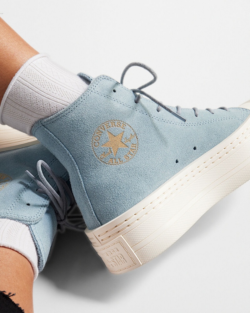 Converse Chuck Taylor All Star Modern Lift Platform Suede Blauw | 9382-YISDN