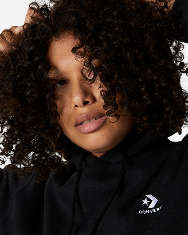 Converse Converse Go-To Embroidered Star Chevron Standard-Fit Fleece Hoodie Zwart | 5648-NOCMG