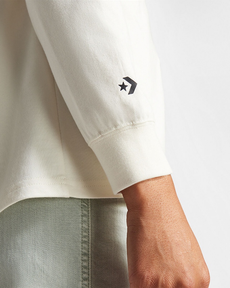 Converse Let's Wander Together Long Sleeve T-Shirt Egret | 3786-EYXWO