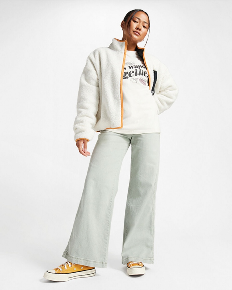 Converse Let's Wander Together Long Sleeve T-Shirt Egret | 3786-EYXWO