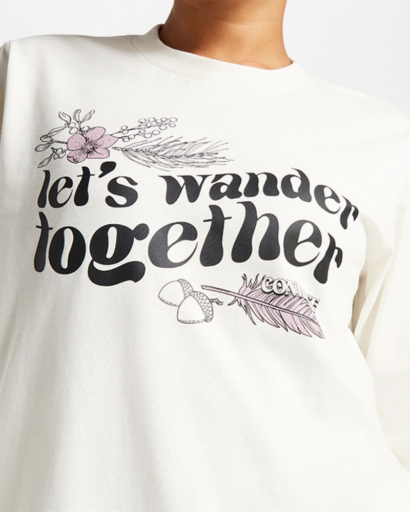 Converse Let's Wander Together Long Sleeve T-Shirt Egret | 3786-EYXWO