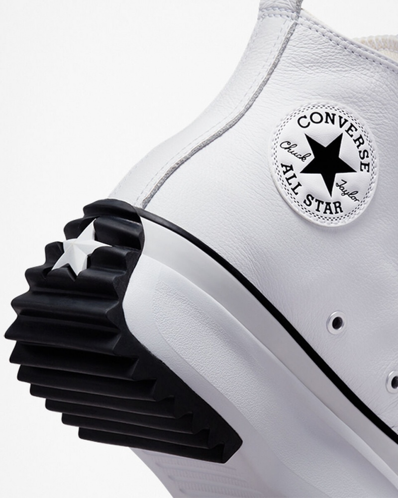 Converse Run Star Hike Platform Foundational Leren Wit Zwart | 1625-WEXHG